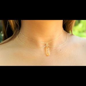 Citrine Necklace Boho Choker 14k Gold Filled
